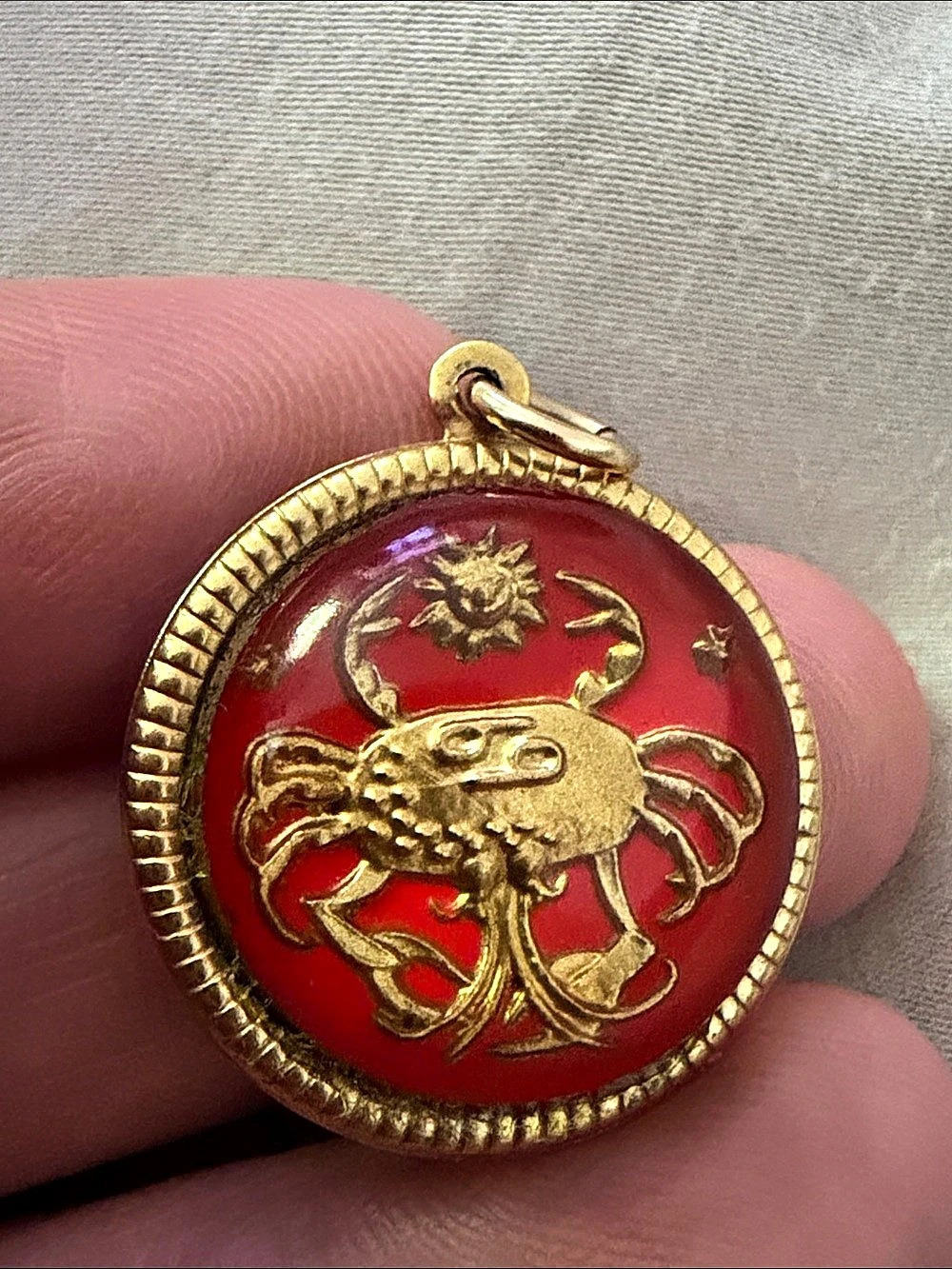 Cancer Vintage Glass Charm